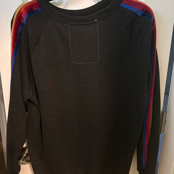 Aviator Nation Black Sweater with Multicolor Stripes - Picture 3 of 4